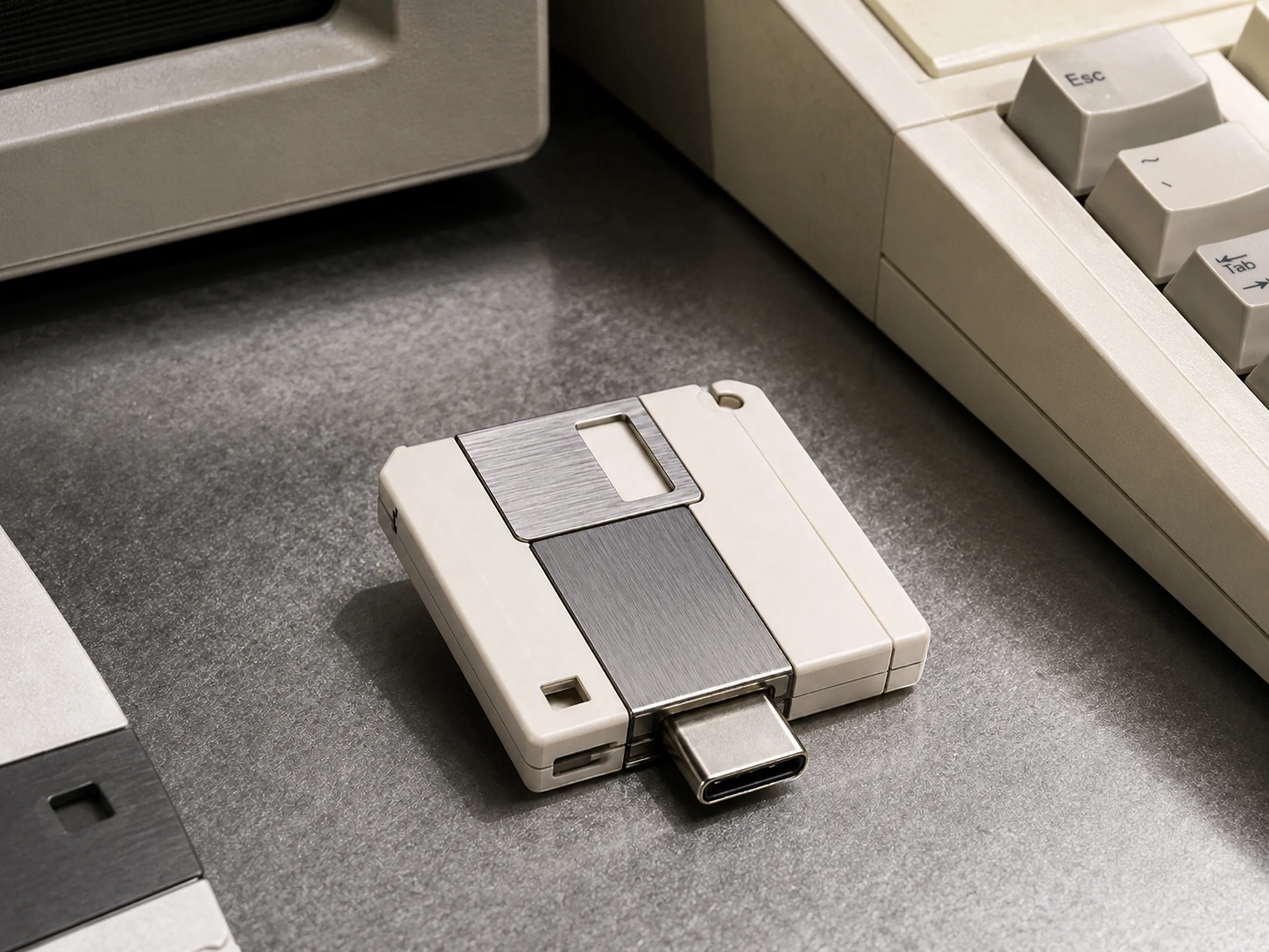 USB con forma de disquete comprimido — foto editorial