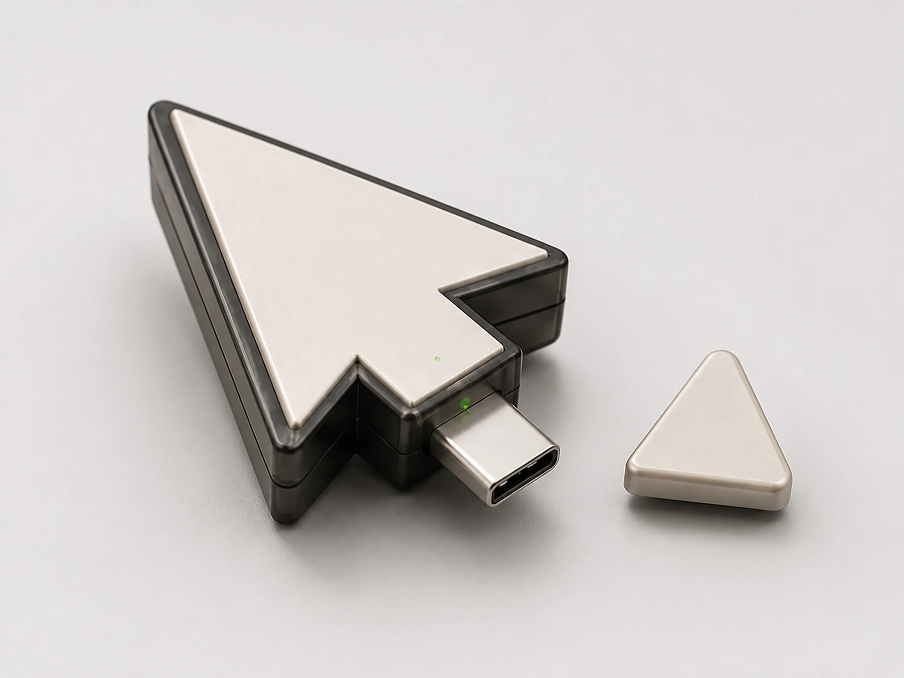 USB con forma de cursor — render de estudio