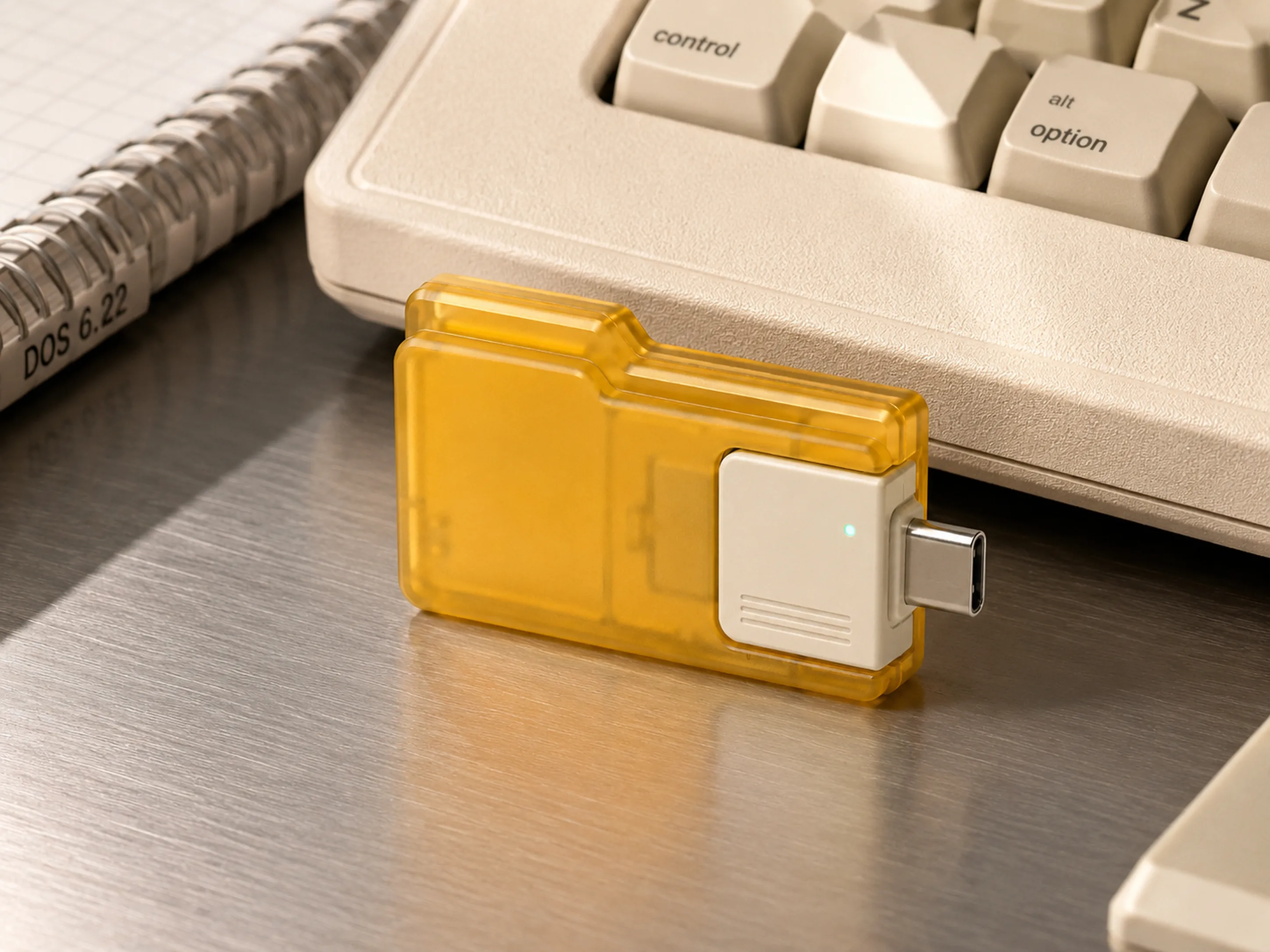 USB con forma de carpeta amarilla — foto editorial