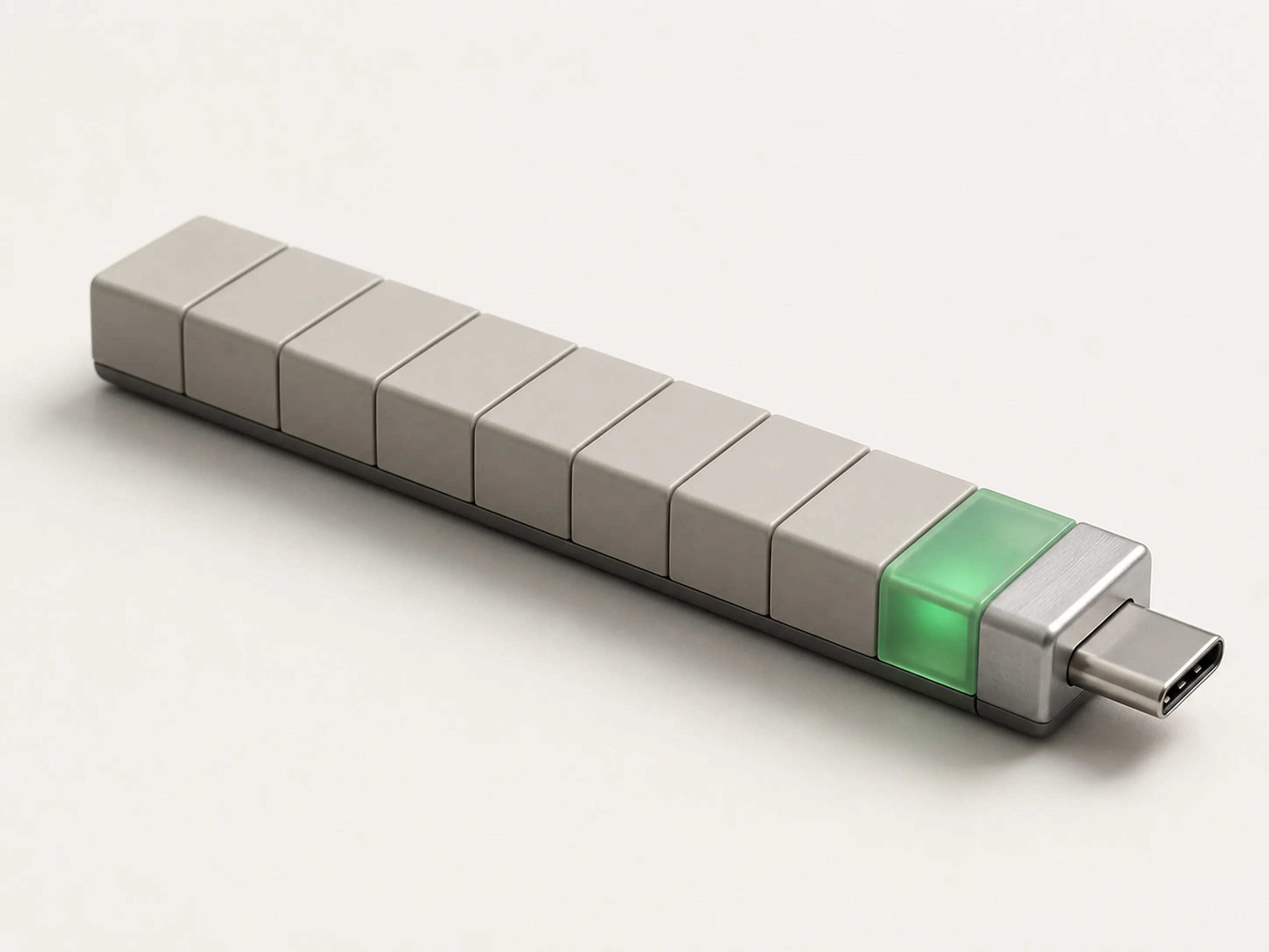 USB con forma de barra de carga — render de estudio