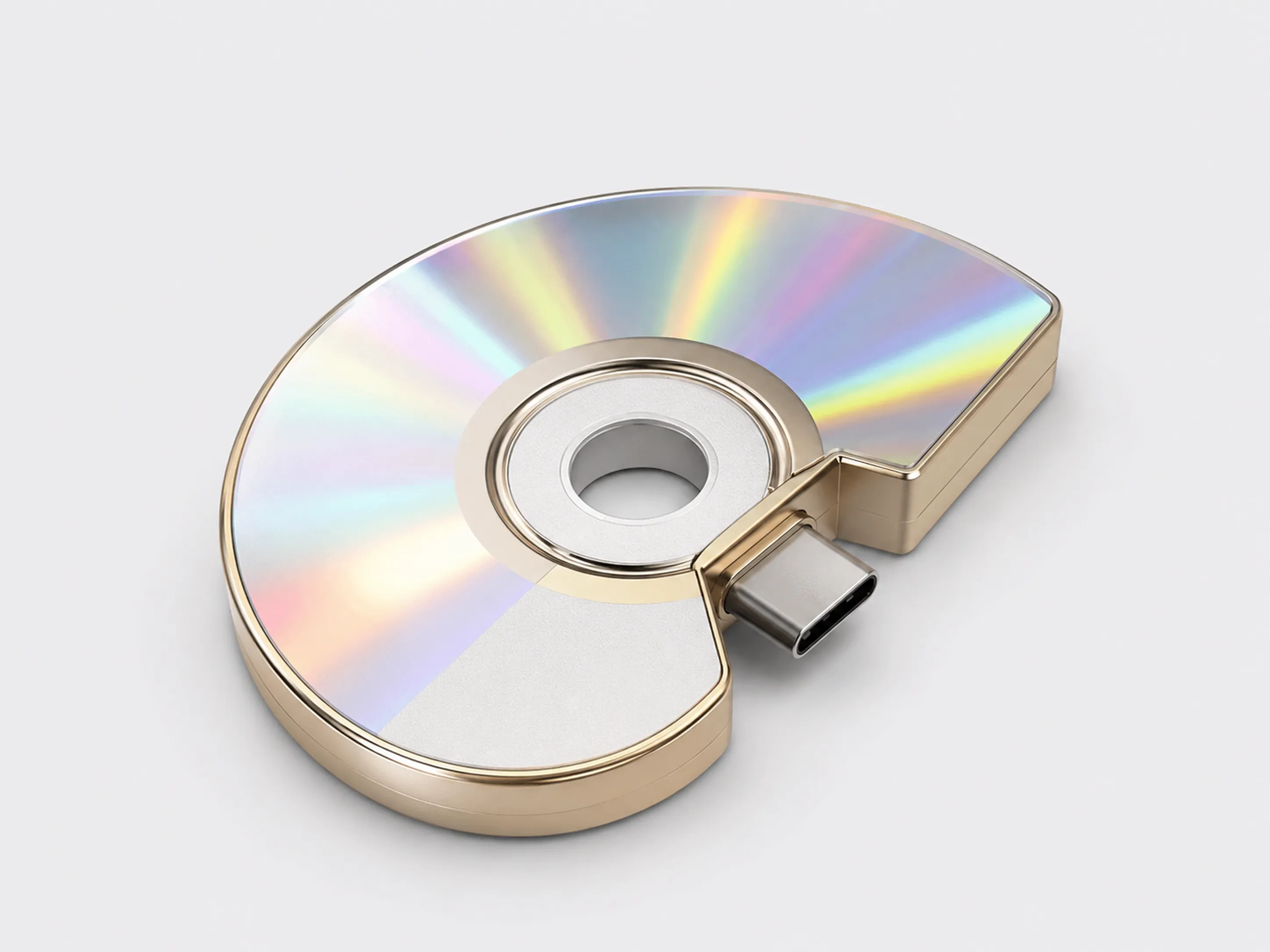USB con forma de cd roto — render de estudio