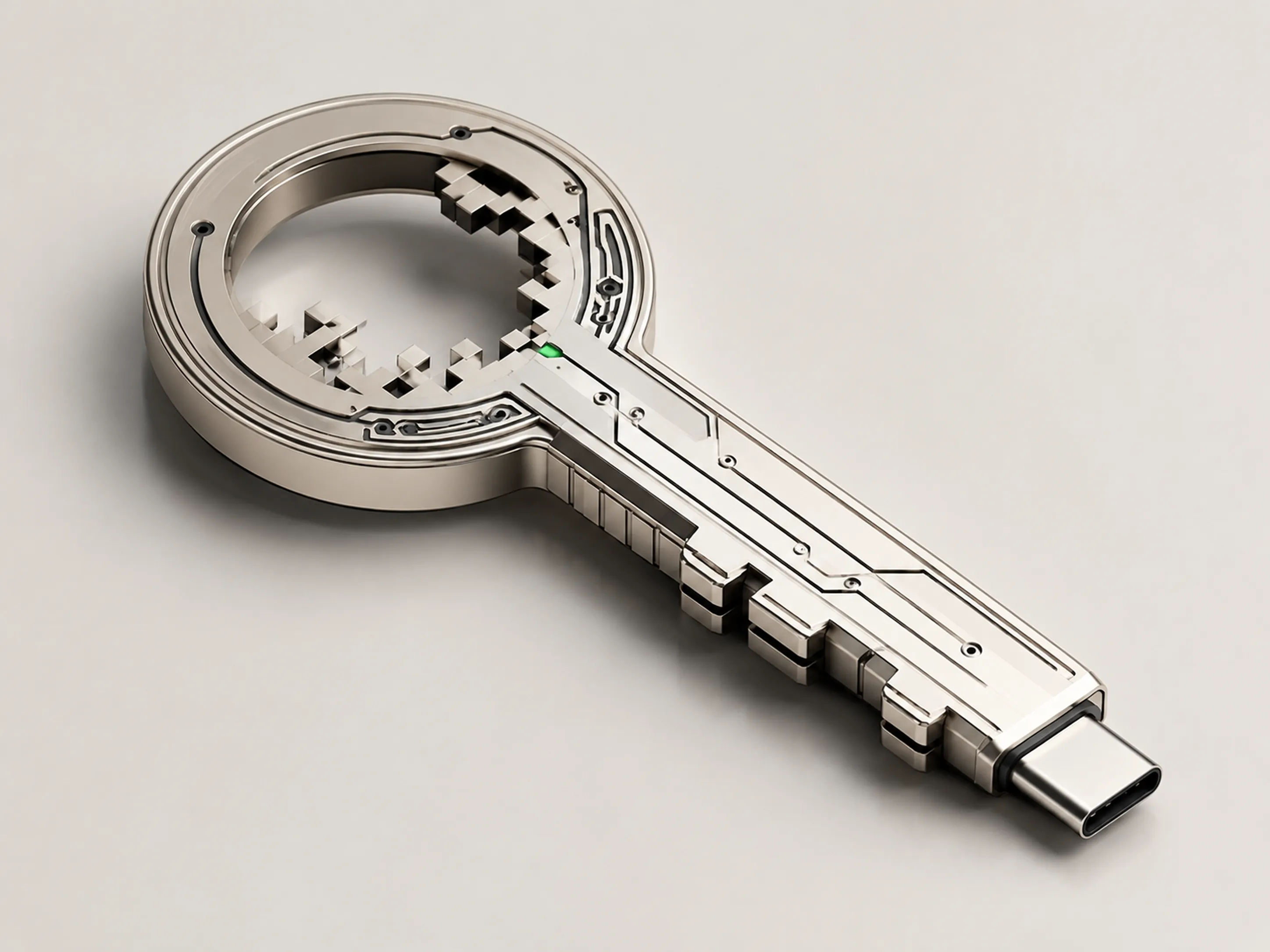 USB con forma de llave de internet — render de estudio